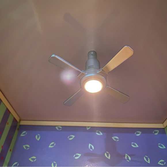 American Girl AG Mini Illuma Room Lighted Ceiling Fan Works Perfectly Rare Gray - Picture 6 of 16